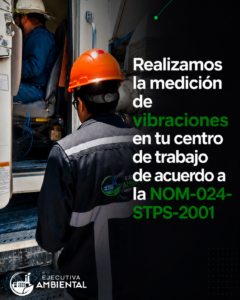 Técnico midiendo vibraciones en un centro de trabajo, NOM-024-STPS-2001