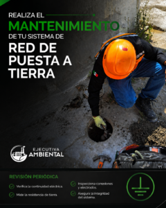 Técnico revisando un sistema de red de puesta a tierra