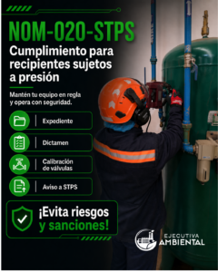 Técnico revisando un recipiente sujeto a presión, NOM-020-STPS